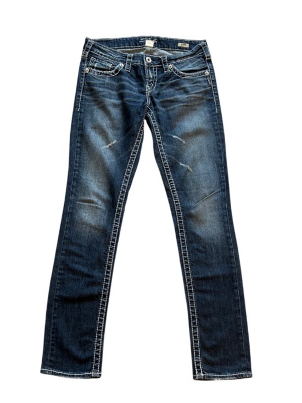 Silver Aiko Jeans Women's Slightly Distressed Skinny Jeans with Subtle Fade